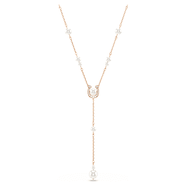 Collar en Y Symbolica, Crystal Pearl, Pavé, Herradura, Blanco, Baño tono oro rosa - Swarovski, 5741463