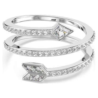 Anel com motivo Idyllia, Combinação de lapidações, Seta, Branco, Lacado a ródio - Swarovski, 5741524