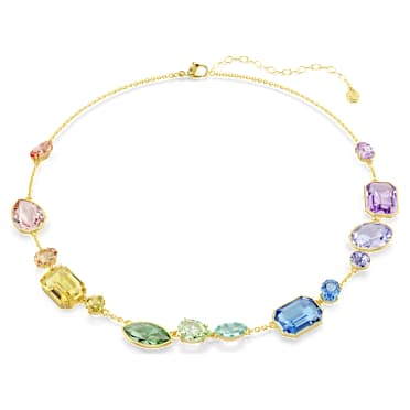 Gema necklace, Mixed cuts, Multicoloured, 18K gold finish - Swarovski, 5741584