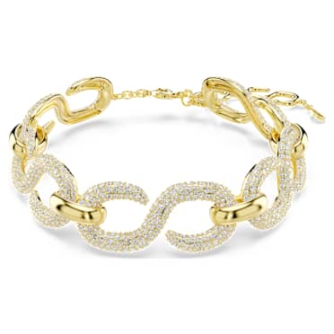 Dextera choker nyaklánc, Körmetszéses, Fehér, Aranytónusú bevonattal - Swarovski, 5741788