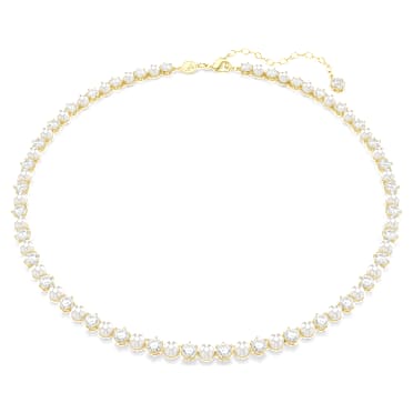 Colier Tennis Matrix, Perlă de cristal,Tăietură rotundă, Alb, Placat cu auriu - Swarovski, 5742039