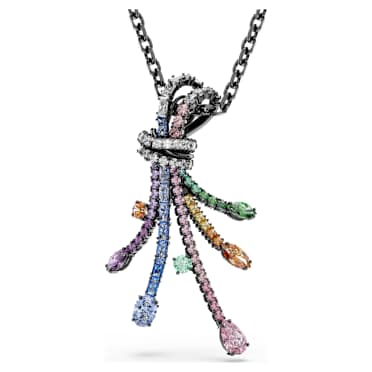 Pingente e pregadeira Matrix, Combinação de lapidações, Bouquet, Multicores, Lacado a ruténio - Swarovski, 5742674