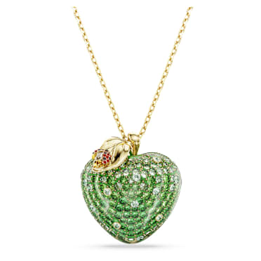 Pendente Idyllia, Taglio misto, Mela, Verde, Finitura oro 18K - Swarovski, 5742675