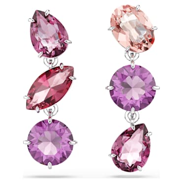 Gema damla küpeler, Karışık kesimler, Pembe, Rodyum kaplama - Swarovski, 5742883