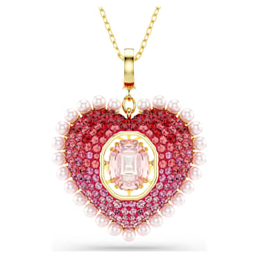 Pingente Idyllia, Combinação de lapidações, Coração, Rosa, Acabamento em ouro de 18 quilates - Swarovski, 5742958