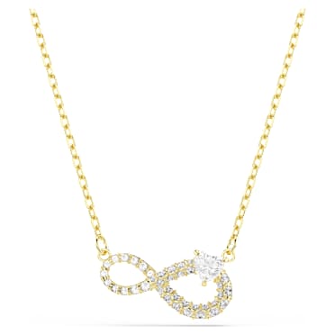 Hyperbola 네크리스, 하트 컷, 파베, 인피니티, 화이트, 18K 골드 피니시 - Swarovski, 5743013