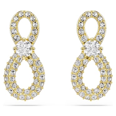 Uhančki Hyperbola, Okrogli rez, Pavé, Infinity, Beli, PVD zlatega odtenka - Swarovski, 5743014