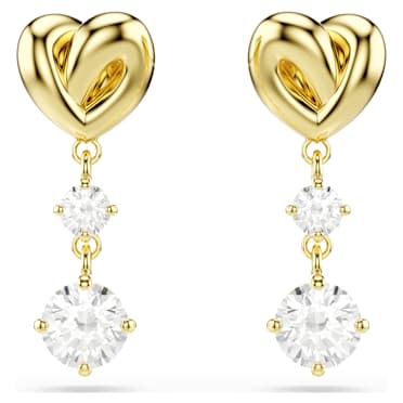 Lifelong damla küpeler, Yuvarlak kesim, Kalp, Beyaz, 18k altın rengi yüzey - Swarovski, 5743017