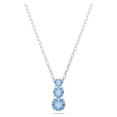 Stilla Attract pendant, Round cut, Blue, Rhodium plated - Swarovski, 5743022