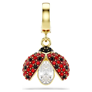 Přívěsek Idyllia, Různé výbrusy, Beruška, Červený, Povrchová úprava z 18k zlata - Swarovski, 5743138