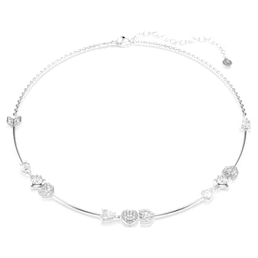 Idyllia 項鏈, 心與箭頭, 白色, 鍍白金色 - Swarovski, 5743411