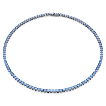 Collar Tennis Matrix, Talla redonda, Azul, Baño de rutenio - Swarovski, 5743450