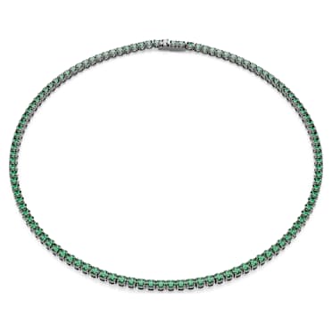 Colar Tennis Matrix, Lapidação redonda, Verde, Lacado a ruténio - Swarovski, 5743471