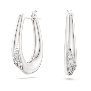 Swarovski Classica 大圈耳環, 圓形切割, 細碼, 白色, 銀 - Swarovski, 5743474