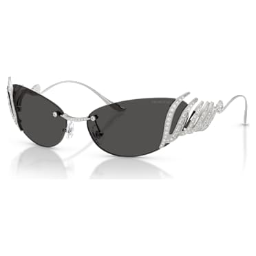 Sunglasses, Cat-Eye shape, Swan, Silver Tone - Swarovski, 5743534