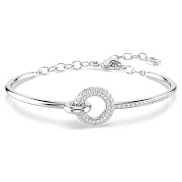 Dextera Armreif, Rundschliff, Weiß, Rhodiniert - Swarovski, 5743569