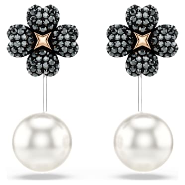 Suknjice za uhane Latisha, Pavé, Deteljica, Črni, Prevleka iz mešanih kovin - Swarovski, 5743573