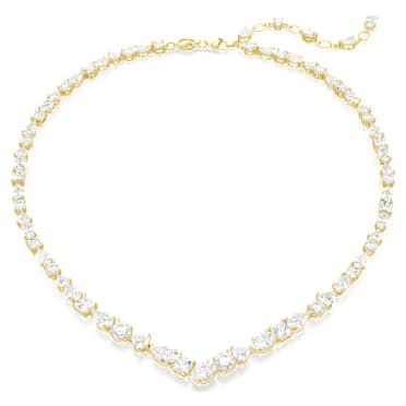 Mesmera necklace, Mixed cuts, White, Gold-tone plated - Swarovski, 5743826