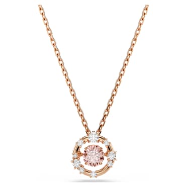 Constella จี้สร้อยคอ, เจียระไนทรงกลม, Dancing Stone, ชมพู, เคลือบโทนสีโรสโกลด์ - Swarovski, 5744244