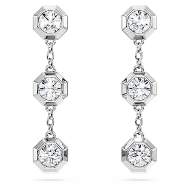 Długie kolczyki Octagon, Diamenty laboratoryjne o łącznej masie 0,6 karata, Kształt okrągły, Srebro wysokiej próby - Swarovski, 5744549