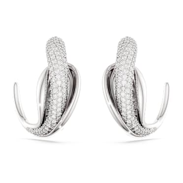 Swarovski Classica Kreolen, Statement, Rundschliff, Weiß, Sterlingsilber - Swarovski, 5745013