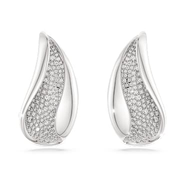 Swarovski Classica 夾式耳環, 匠心之作、圓形切割, 白色, 銀 - Swarovski, 5745014