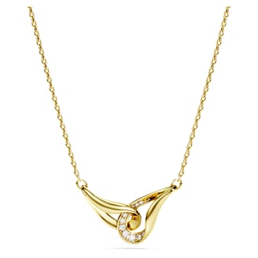 Swarovski Classica 鏈墜, 圓形切割, 環環相扣, 白色, 925 銀，18K 金飾面 - Swarovski, 5745560