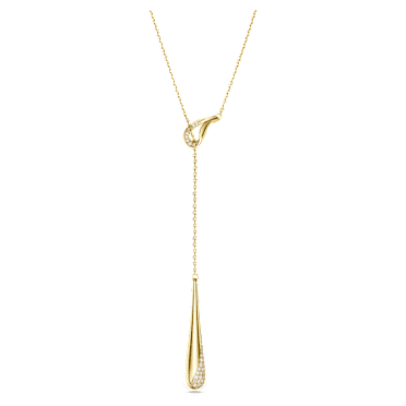 Swarovski Classica Y 字形鏈墜, 圓形切割, 白色, 925 銀，18K 金飾面 - Swarovski, 5746001