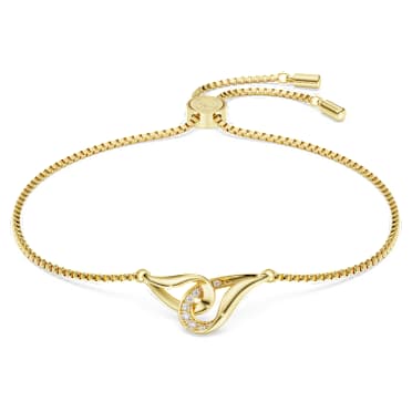 Bracelet Classica, Taille ronde, Entrelacé, Blanc, Argent 925, doré à l’or 18 carats (750/1000) - Swarovski, 5746008