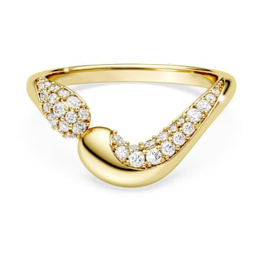 Swarovski Classica 開口戒指, 圓形切割, 白色, 925 銀，18K 金飾面 - Swarovski, 5746351