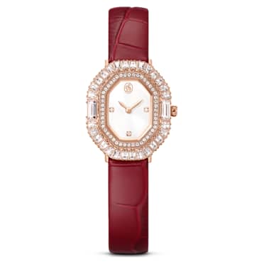 Montre Matrix octagon, Bracelet en cuir, Ton or rose, Finition or rose - Swarovski, 5746375