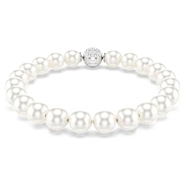 Zapestnica Matrix, Kristalni biser, Bela, Prevleka iz rodija - Swarovski, 5747747