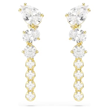 Mesmera ドロップピアス, ミックスカット, ホワイト, 18Kゴールドコーティング - Swarovski, 5747936