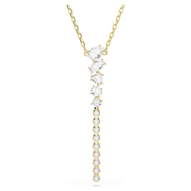 Mesmera Y字型ネックレス, ミックスカット, ホワイト, 18Kゴールドコーティング - Swarovski, 5747997