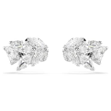Mesmera ต่างหูแบบ Cuff, เจียระไนทรง Marquise, ขาว, เคลือบโรเดียม - Swarovski, 5747998