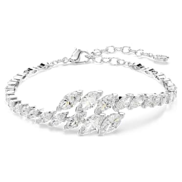 Mesmera armband, Marquise-slijpvorm, Wit, Rodium toplaag - Swarovski, 5748014