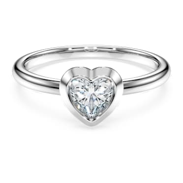 Eternity solitaire ring, Lab-grown diamonds 0.5 ct tw, Heart shape, Sterling silver - Swarovski, 5748359