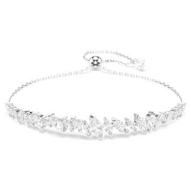 Mesmera สร้อยข้อมือ, เจียระไนทรง Marquise, ขาว, เคลือบโรเดียม - Swarovski, 5748650