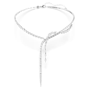 Mesmera Y necklace, Mixed cuts, White, Rhodium plated - Swarovski, 5748652