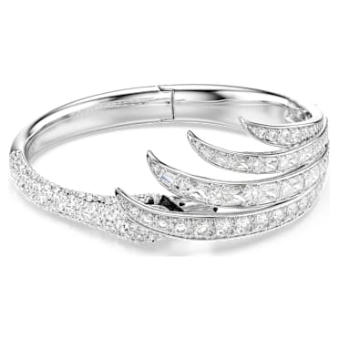 Obročasta zapestnica Vienna, Mešani rezi, Labod, Bela, Prevleka iz rodija - Swarovski, 5749066