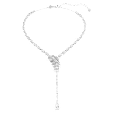 Naszyjnik Y Vienna, Szlify różnorodne, Pióro, Biały, Powłoka z rodu - Swarovski, 5749265