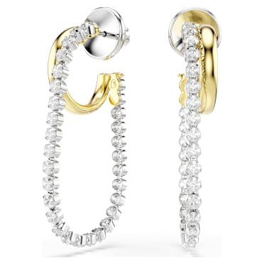 Jachete cercei Hyperbola, Tăietură rotundă, Albi, Finisaj metalic mixt - Swarovski, 5749366