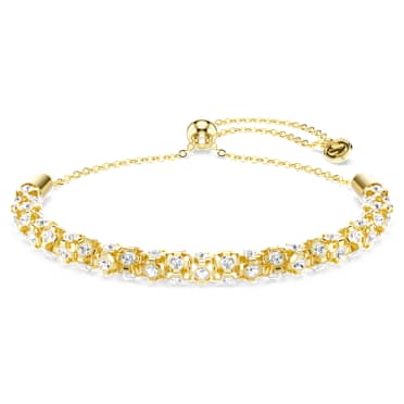 Brățară Dextera, Tăietură rotundă, Alb, Finisaj în nuanță aurie - Swarovski, 5750170