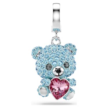Idyllia Charm, ミックスカット, テディベア, ブルー, ロジウム・プレーティング - Swarovski, 5750253