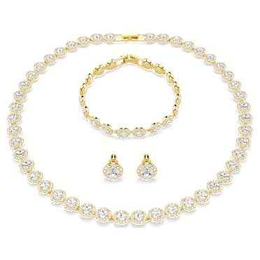 Una Angelic Set, Set (3), Rundslipade, Vit, 18K guldfinish - Swarovski, 5750619