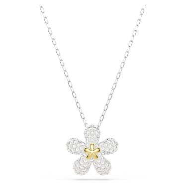 Tough pendant, Pavé, Flower, White, Mixed metal finish - Swarovski, 5750793