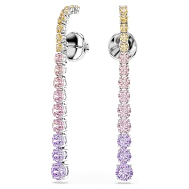 Orecchini pendenti Matrix, Sfumatura di tagli Round, Multicolore, Placcato rodio - Swarovski, 5751195