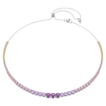 Matrix necklace, Gradient of round cuts, Multicoloured, Rhodium plated - Swarovski, 5751196