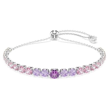 Matrix Tennis bracelet, Gradient of round cuts, Multicoloured, Rhodium plated - Swarovski, 5751197