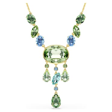 Gema Y necklace, Mixed cuts, Multicolored, 18K gold finish - Swarovski, 5752577